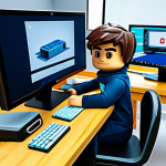 Roblox Speedrunner**

"A young Roblox player, focused and determined, fully clothed in comfortable gaming attire, sitting at a desk with a computer, playing a Roblox obstacle course game, safe for work, appropriate content, modest clothing, family-friendly, perfect anatomy, correct proportions, natural pose, professional illustration, high quality."

**